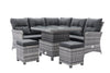 Home Junction Freya Grey Square Reclining Corner Sofa, Rising Table with Ice Bucket and 2 Stools