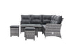 Home Junction Freya Grey Square Reclining Corner Sofa, Rising Table with Ice Bucket and 2 Stools