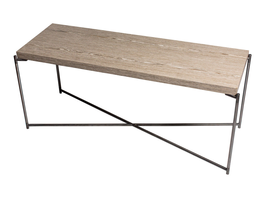 Gillmore Space Iris Large Low Console Table Weathered Oak
