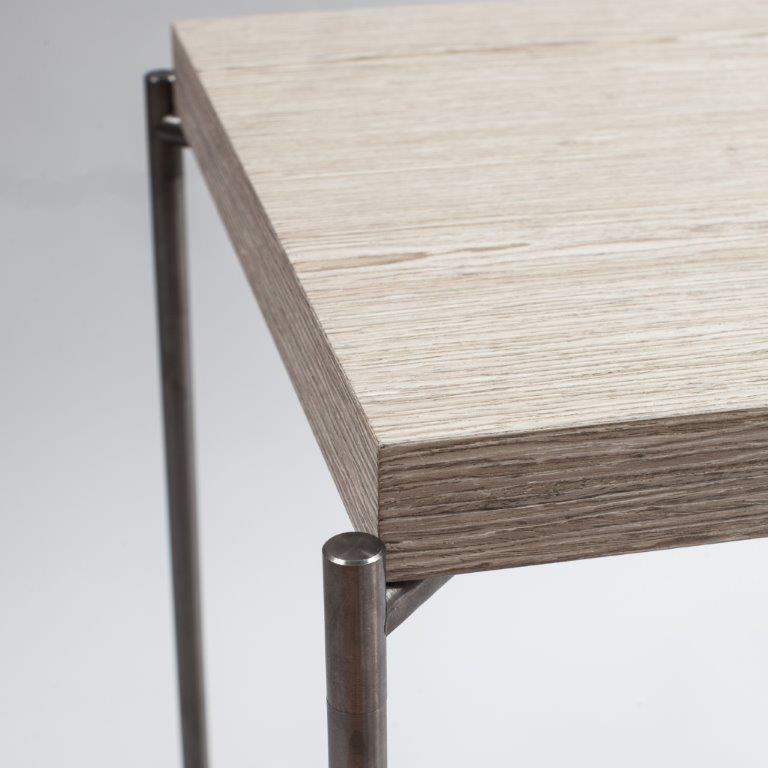 Gillmore Space Iris Square Plant Stand Weathered Oak Top