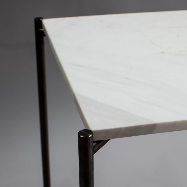 Gillmore Space Iris Square Plant Stand White Marble Top