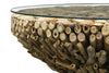 Bodiam Raby Driftwood Round Coffee Table w Glass Top