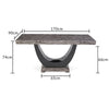 Rivilino 170cm Dark Grey Marble Dining Table