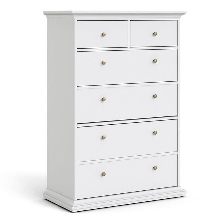 Axton Westchester Chest of 6 Drawers In White