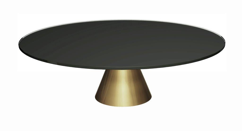 Gillmore Space Oscar Circular Coffee Table Black Glass Large