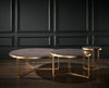 Gillmore Space Finn Small Circular Coffee Table Dark Oak Top & Brass Frame