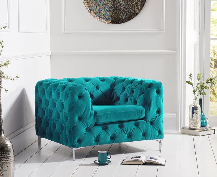 Alegra Teal Plush Armchair