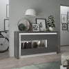 Axton Woodlawn1 Drawer TV Cabinet With Open Shelf (including LED lighting) In Platinum/Light Grey Gloss