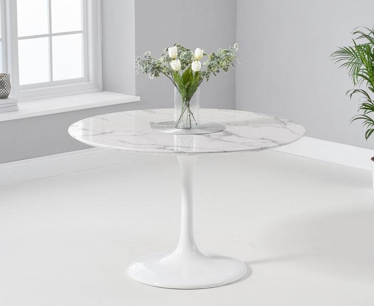 Brittney 120cm Round White Marble Effect Dining Table