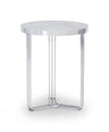 Gillmore Space Finn Circular Side Table Pale Stone Top & Polished Chrome Frame