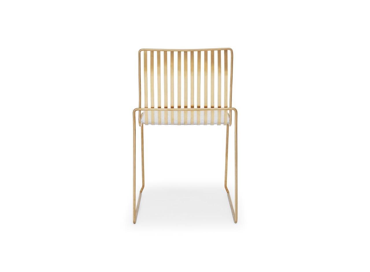 Gillmore Space Finn Stacking Dining Chair Silver Upholstered & Brass Frame