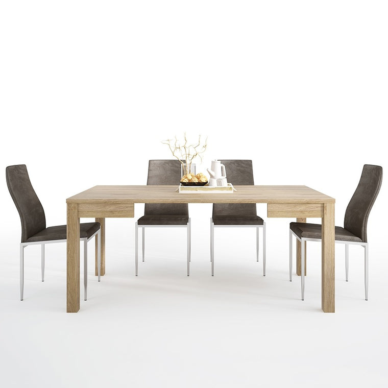 Axton Kingsbridge Extending Dining Table + 6 Milan High Back Chair Brown