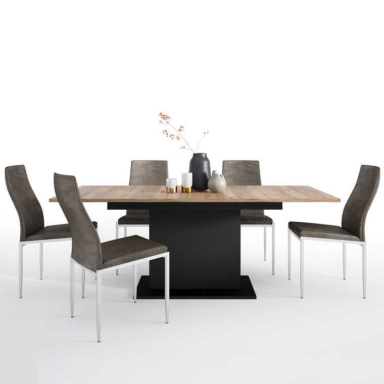 Axton Belmont  Extending Dining Table + 6 Milan High Back Chair Dark Brown