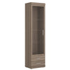 Axton Spuyten Tall Glazed 1 Door 2 Drawer Narrow Cabinet in Oak/Champagne