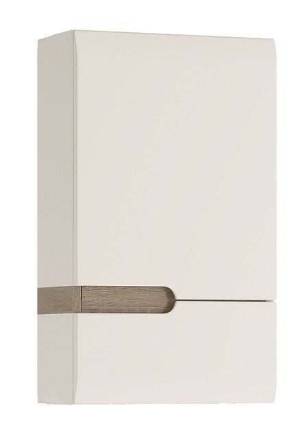 Axton Norwood 1 Door Wall Cupboard (RH Door) In White With A Truffle Oak Trim