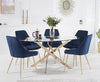 Daytona 165cm Oval Glass Gold Leg Dining Table Set with Florida Dining Chairs