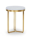 Gillmore Space Finn Circular Side Table Or Stool Silver Upholstered & Brass Frame