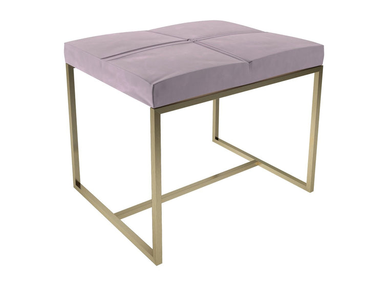 Gillmore Space Brass Federico Small Dressing Table Stool Blush Pink Velvet