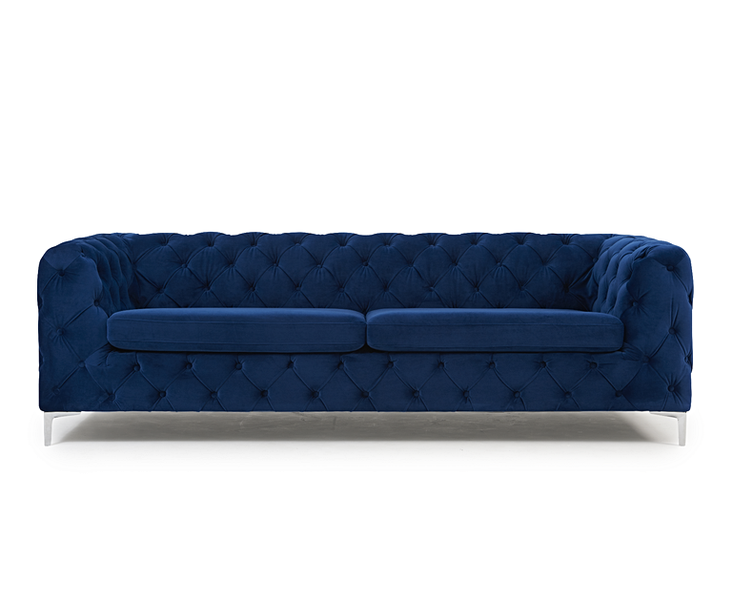 Alegra Blue Plush 3 Seater Sofa
