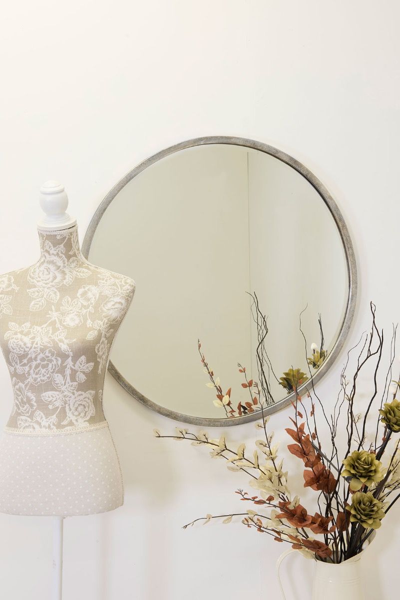 Carrington Silver Elegant Modern Bevelled Round Mirror 80 x 80 CM