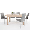 Axton Eastchester Extending Dining Table in Oak + 4 Milan High Back Chair Grey