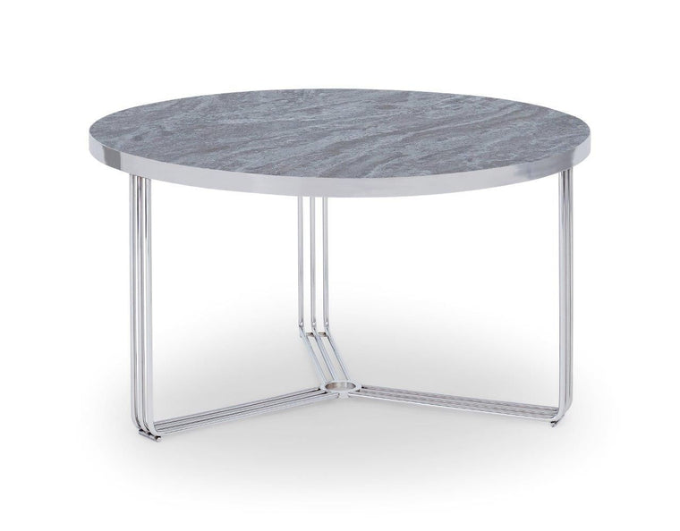 Gillmore Space Finn Small Circular Coffee Table Dark Oak Top & Polished Chrome Frame