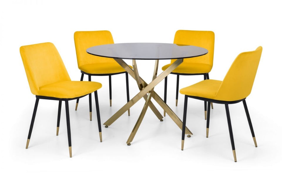 Julian Bowen Montero Round Glass Dining Table 100cm & 4 Delaunay Chairs