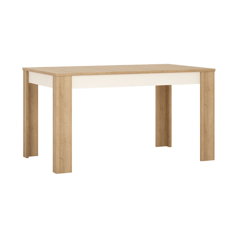 Axton Woodlawn Medium Extending Dining Table 140/180 cm In Riviera Oak/White High Gloss