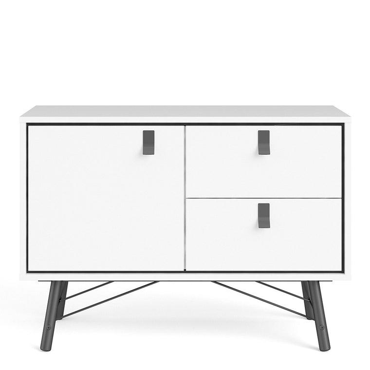 Axton Longwood Sideboard With 1 Door + 2 Drawers In Matt White