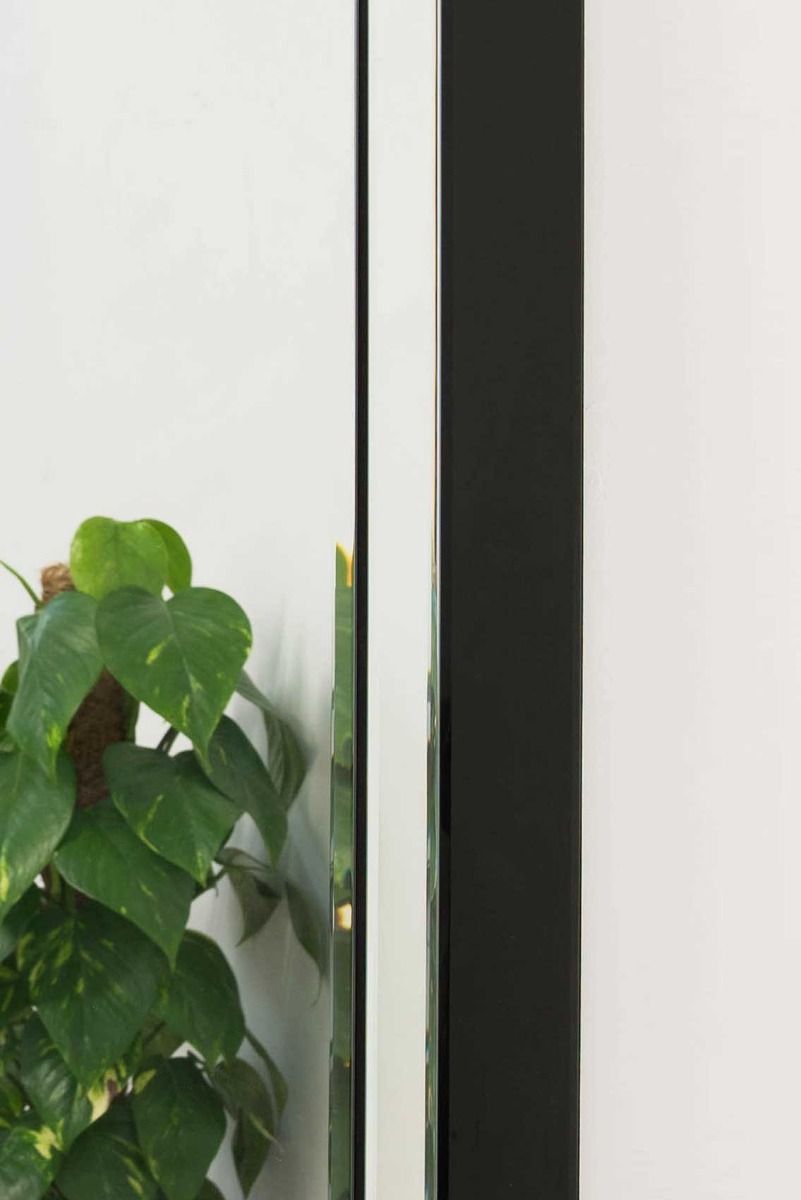 Carrington Large Black Double Bevelled All Glass Mirror 144 x 115.5CM