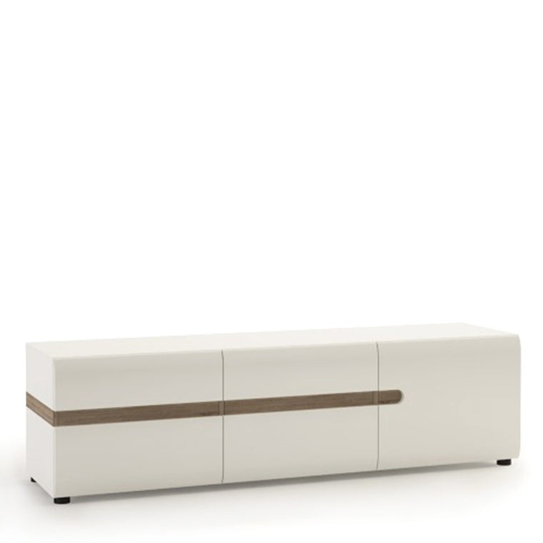 Axton Norwood Living Wide 3 door TV Unit In White With A Truffle Oak Trim